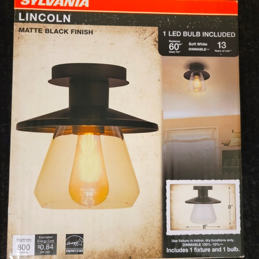 Sylvania Lincoln Matte Black Finish Light